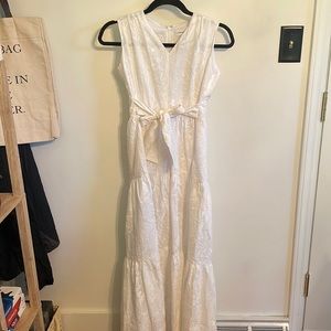 Tiered V-Neck Embroidered Calvin Klein Maxi Dress